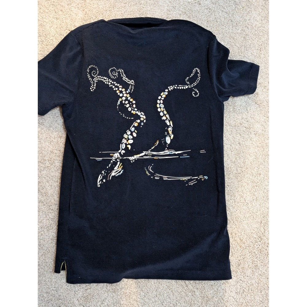 Murano Mens  Blue Short Sleeve‎ Button Shirt Octopus Embellished Slim Small Rave